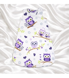 Бебешко чувалче за сън с лилави бухали