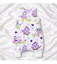 Бебешки спален чувал с крачета - лилави бухали