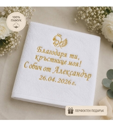 Персонализирана памучна кърпа за кръстница