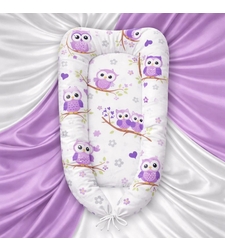 Преносимо бебешко легло на лилави бухалчета