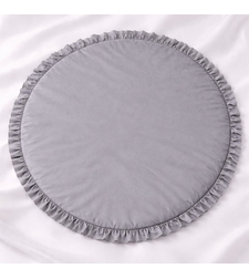 Меко кръгло килимче за бебe - сиво