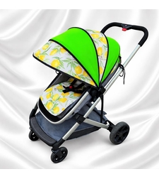 Стилен сенник за количка в десен лимони и зелен цвят