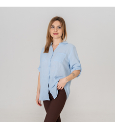 Ленена риза - 165 Синя