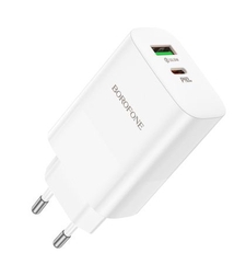 Зарядно адаптер Borofone, BN10 Sunlight, 1USB+1Type C, QC3.0 PD 65W, Супер бързо зареждане, Бяло