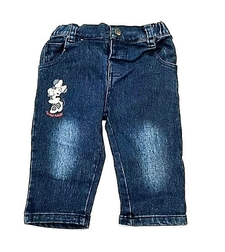 Blugi Fetițe Albastri Minnie Mouse - Pantaloni Denim Bebeluși cu Elastic în Talie