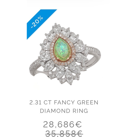 Ring with investment green diamond