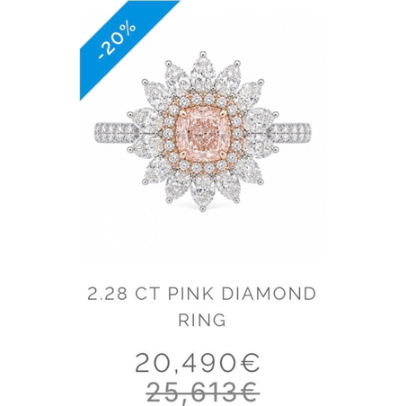 Ring with investment pink diamond