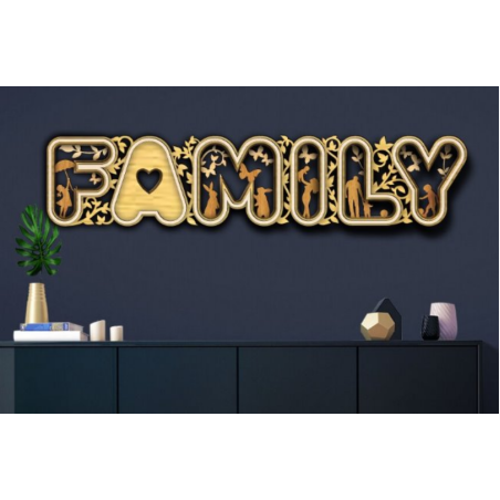 ДЪРВЕНО МНОГОПЛАСТОВО ПАНО ЗА СТЕНА- FAMILY