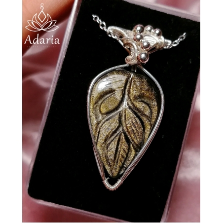 Сребърно колие със Златист Обсидиан