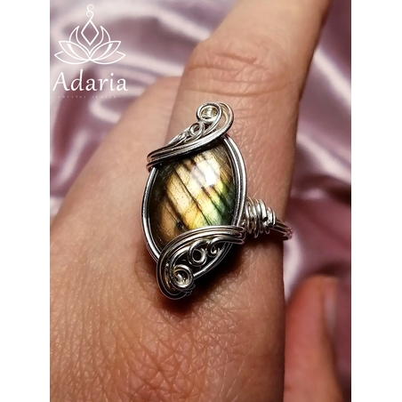 Сребърен пръстен с Лабрадорит Размер 11.5 (21 мм диаметър)