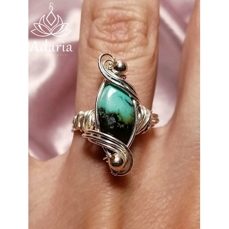 Сребърен пръстен с Тибетски Тюркоаз Размер 7 (17 мм диаметър)