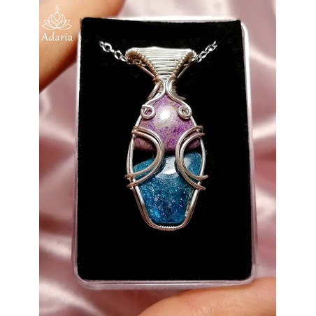 Сребърно колие с Апатит и Пурпурит