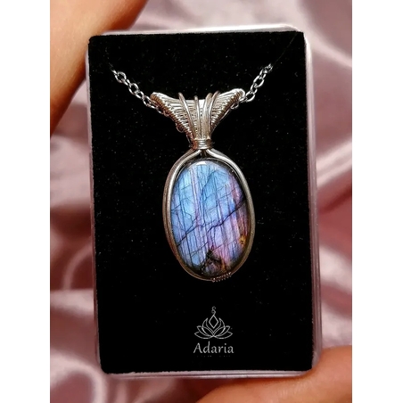 Сребърно колие с лилав Лабрадорит