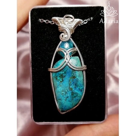 Сребърно колие с Азурит и Апатит