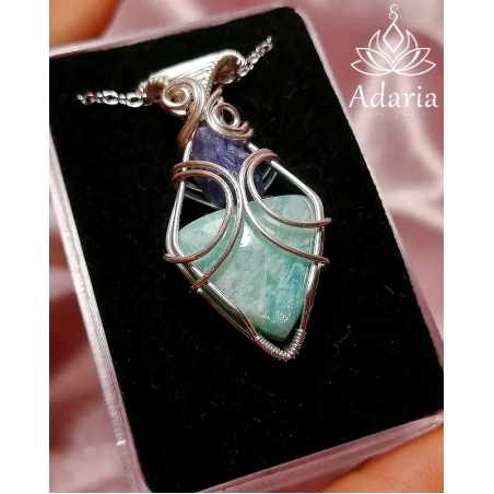 Сребърно колие с Амазонит и Танзанит