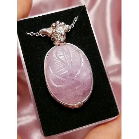 Сребърно колие с Кунцит