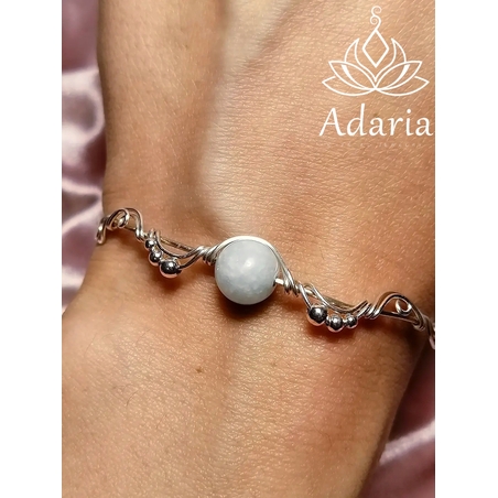 Сребърна гривна с Амазонит 17 см