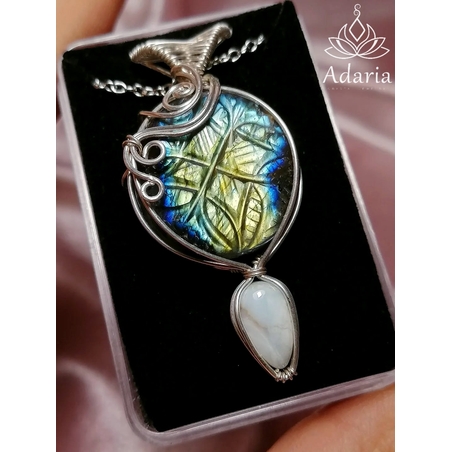 Сребърно колие с Лабрадорит и Ларимар