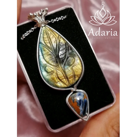 Сребърно колие с Лабрадорит и Питерсит