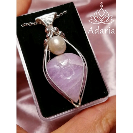 Сребърно колие с Кунцит и Перла