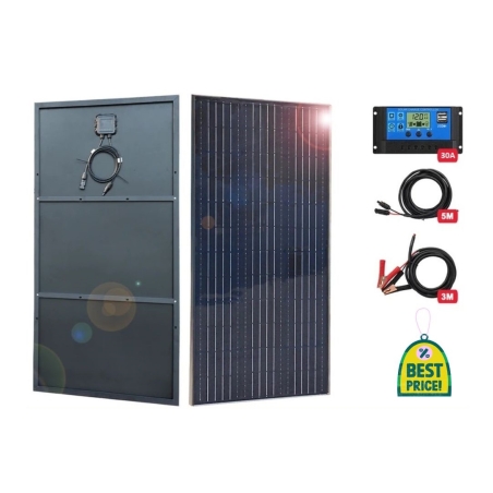 Комплект 150w соларен панел + 30А контролер + кабели 8м.
