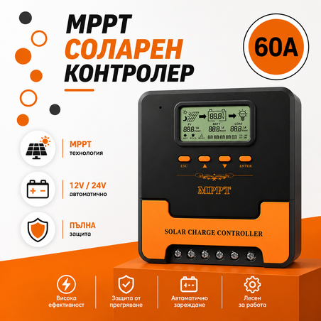 60a MPPT соларно зарядно - соларен контролер 12/24 v