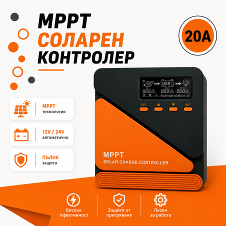 20A MPPT соларно зарядно - соларен контролер 12/24 v