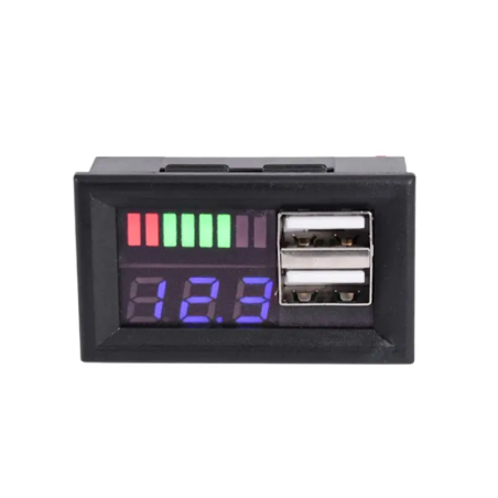 Волтметър 12v с  два USB порта за зареждане