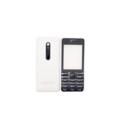 Панел за Nokia 301 - Черен с бял капак