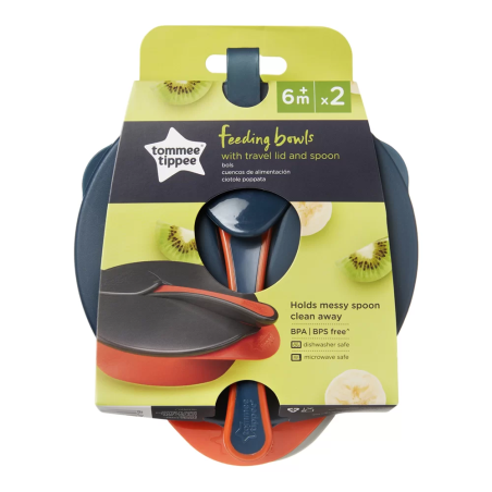 Tommee Tippee КУПА ЗА ХРАНА С КАПАК И ЛЪЖИЦА 7м+ (2 бр./оп.)