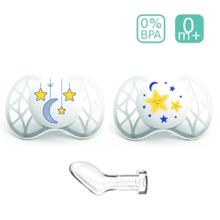 Анатомични светещи биберони Nuvita 7062 AIR55 ORT, 2 броя, 0+ 