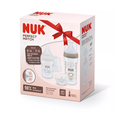 NUK Perfect Match РР Подаръчен Комплект от 3 части със Сърце и Дъга