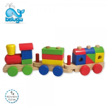 Дървен влак с кубчета Beluga 77048