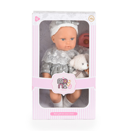 Moni Кукла 30см Bear and Baby Рокля Сива 111794