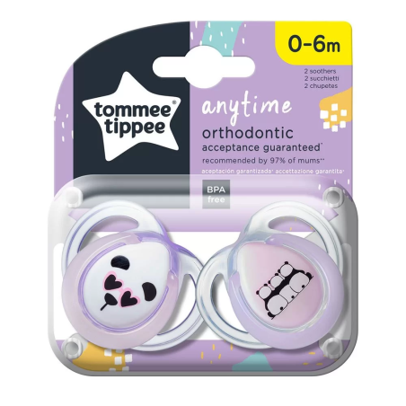 Tommee Tippee ОРТОДОНТИЧНИ ЗАЛЪГАЛКИ - ANYTIME 0-6М (2 бр./оп.) РОЗОВИ