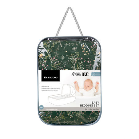 KikkaBoo Бебешки Спален Комплект за Количка 6 Части Secret Garden Green