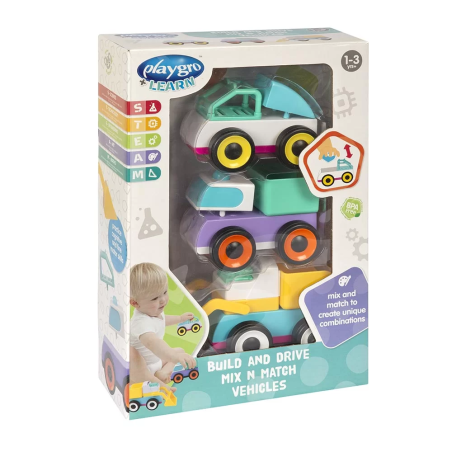 PLAYGRO АКТИВНА ИГРАЧКА ПРЕВОЗНИ СРЕДСТВА МИКСИРАЙ И СГЛОБЯВАЙ 12-36М