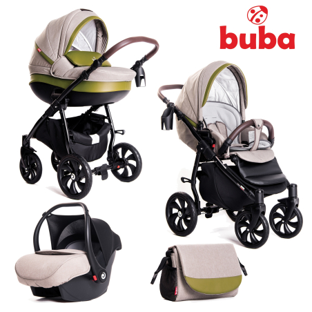 Бебешка количка Buba Estilo 924, 3 в 1, Зелена