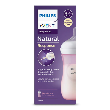 Philips AVENT SCY903/11 Шише за Хранене Natural Response 260 мл с Биберон без Протичане Поток 3 от 1м+