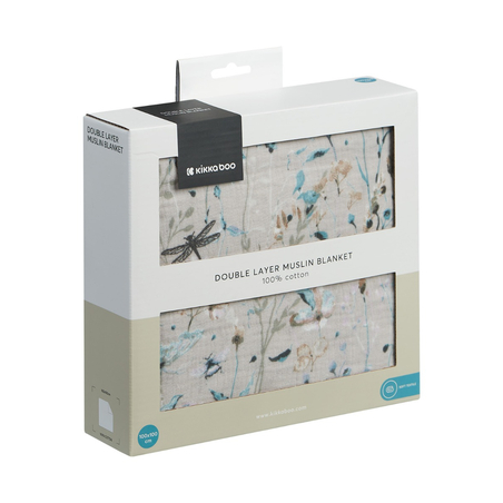 KikkaBoo Одеяло от Муселин Двупластово 100х100 см Dreamy Fields Grey