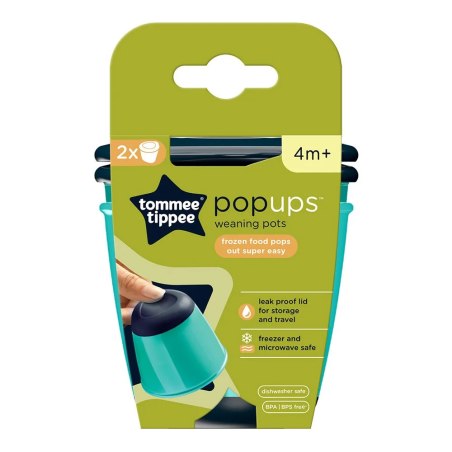 Tommee Tippee с вместимост 120 мл. 4м+ Комплект от 2 броя Големи контейнери за съхранение на храна  за употреба в хладилник или фризер