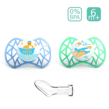  Анатомични биберони Nuvita 7080 AIR55 ORT, 2 броя, 6м+, Сини 