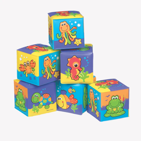 PLAYGRO МЕКИ КУБЧЕТА ЗА БАНЯ СИН ЦВЯТ (6БР./ОП.) 6М+