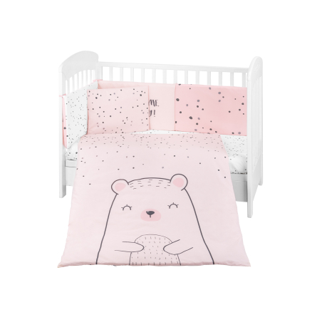 Бебешки спален комплект 6 части 60/120 Bear with me Pink