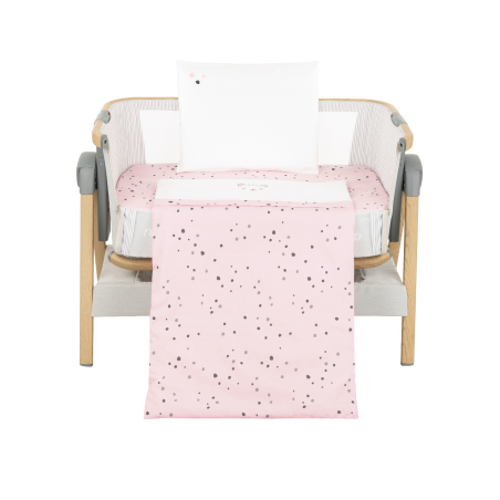 Бебешки спален комплект за мини-кошара 3ч Bear with me Pink