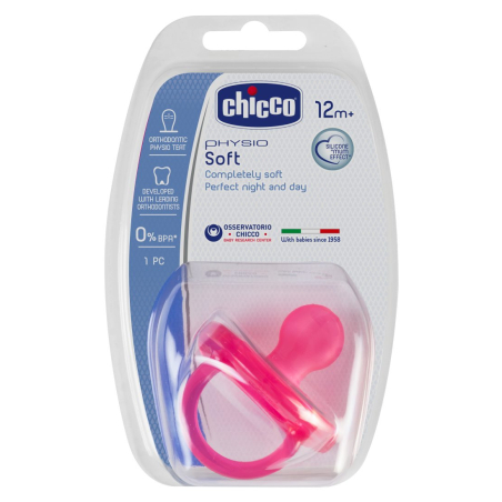 CHICCO Силиконова залъгалка PhysioForma Soft 16-36м. за момиче розова
