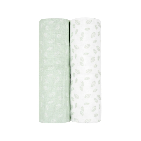 Комплект 2бр муселинови пелени 80х80 см Leaves Mint