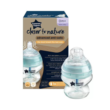 Tommee Tippee ШИШЕ ЗА ХРАНЕНЕ ANTI-COLIC+ 150 ml. 0м+
