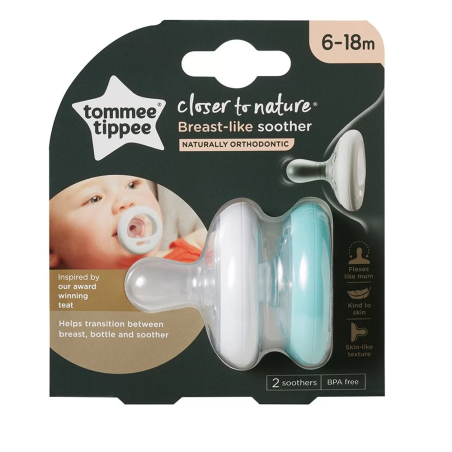 Tommee Tippee ОРТОДОНТИЧНИ ЗАЛЪГАЛКИ - BREAST-LIKE 6-18М (2 бр./оп.)