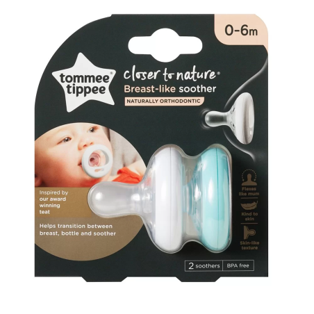 Tommee Tippee ОРТОДОНТИЧНИ ЗАЛЪГАЛКИ - BREAST-LIKE 0-6М (2 бр./оп.)